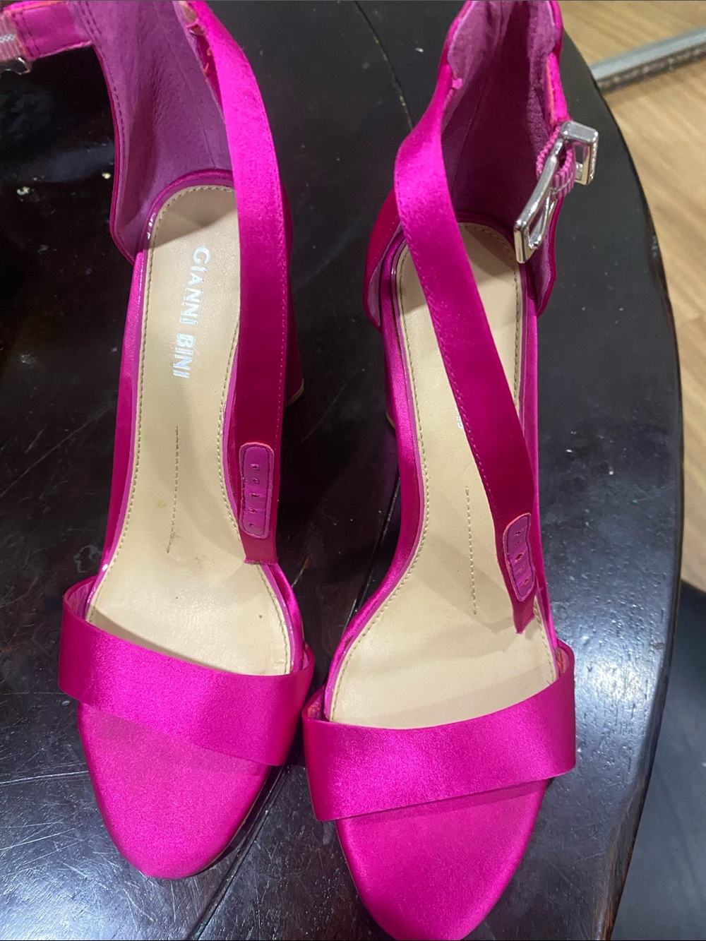 Gianni Bini Fuchsia Satin Ankle-Strap Heels